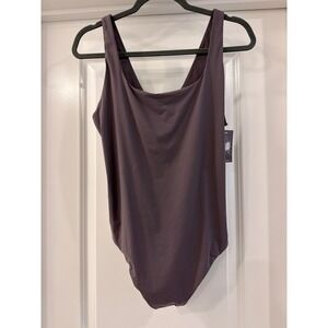 A New Day Luxe Stretch Bodysuit Womens XXL Mauve Gray Scoop Neck Sleeveless NWT